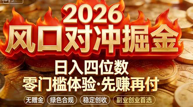 2026美金对冲套利，无赠金对冲策略保驾护航，低门槛易上手实操。单人单日收益2000+-洛柒笔记