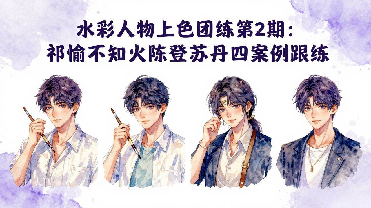 （17954期）水彩人物上色团练第2期：祁煜不知火陈登苏丹四案例跟练，手把手提升绘画能力-洛柒笔记