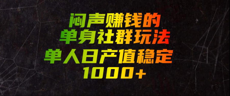 闷声賺钱的单身社群玩法，单人日产值稳定1000+【揭秘】-洛柒笔记