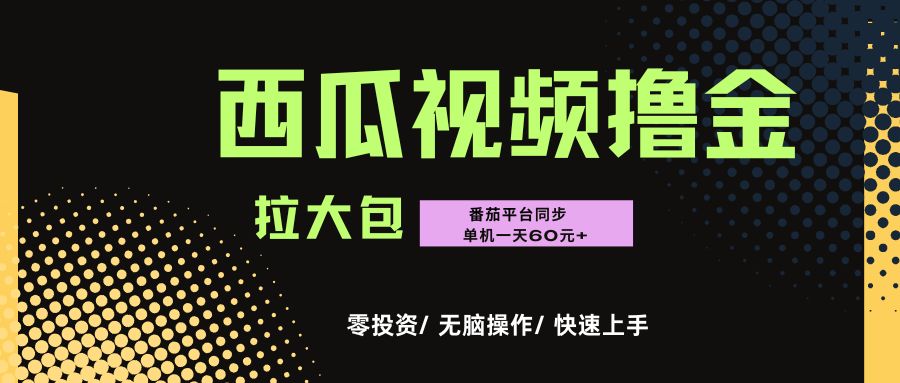 西瓜，番茄，撸金项目，单机一天轻松60元+，可无线放大化去做，零投资-洛柒笔记