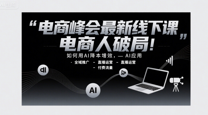 电商峰会最新线下课，电商人破局，如何用AI降本增效，AI应用-全域推广-直播运营-付费流量-洛柒笔记