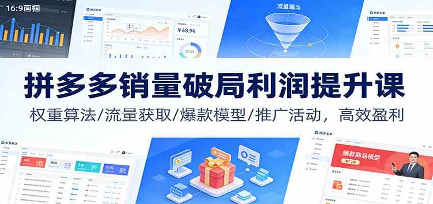 拼多多销量破局利润提升课：权重算法/流量获取/爆款模型/推广活动，高效盈利-洛柒笔记