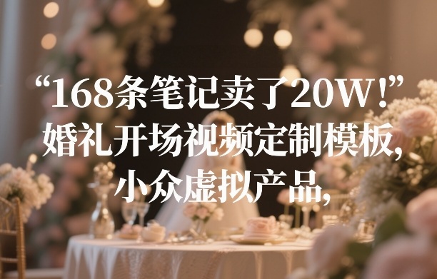 168条笔记卖了20W！婚礼开场视频定制模板，小众虚拟产品-洛柒笔记