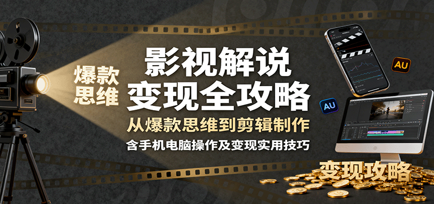 影视解说变现全攻略：从爆款思维到剪辑制作，含手机电脑操作及变现实用技巧-洛柒笔记