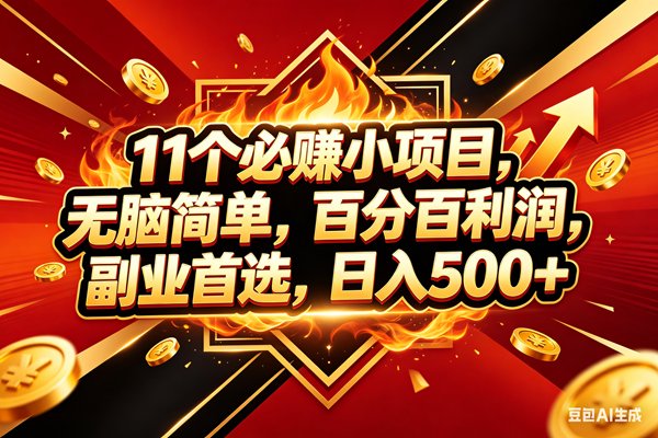 （18189期）11个必赚米小项目，百分百赚米，无脑简单，副业首选，日入500+-洛柒笔记