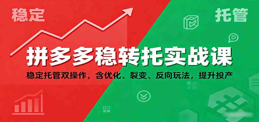 拼多多稳转托实战课：稳定托管双操作，含优化、裂变、反向玩法，提升投产-洛柒笔记