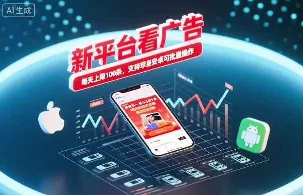 新台看广告，养好机一条5毛到5块，单机日入30到100，支持苹果安卓，可批量操作。-洛柒笔记