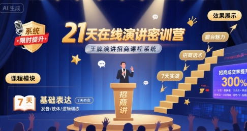 21天在线演讲密训营，王牌演讲招商课程系统-洛柒笔记