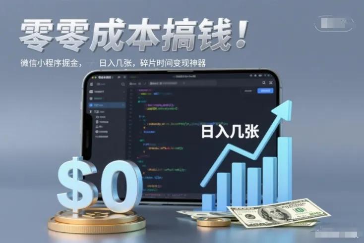 零成本搞钱，微信小程序掘金，简单易操作，日入几张，碎片时间变现神器-洛柒笔记