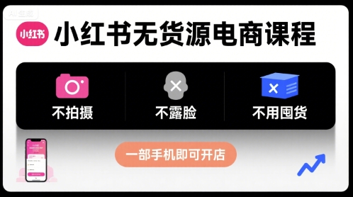 小红书无货源电商课程，不拍摄不露脸不用囤货，一部手机即可开店-洛柒笔记