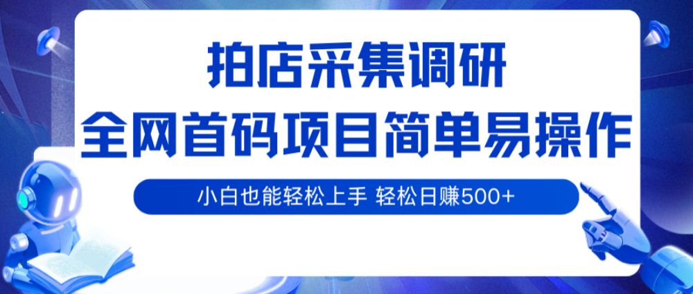 拍店采集调研，全网首码项目，简单易操作， 小白也能轻松上手，轻松日赚500+-洛柒笔记