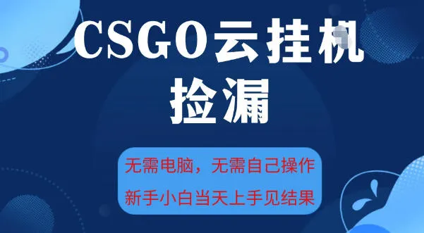 CSGO云挂G全自动捡漏，最新独家玩法，无需电脑操作，新手小白日入5张+-洛柒笔记