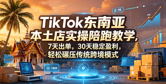 TikTok东南亚本土店实操陪跑教学，7天出单，30天稳定盈利，轻松碾压传统跨境模式-洛柒笔记