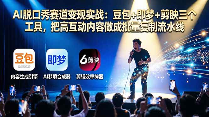 （17990期）AI脱口秀赛道变现实战：豆包+即梦+剪映三个工具，把高互动内容做成批量复制流水线-洛柒笔记