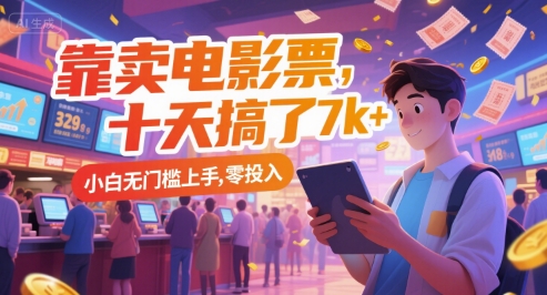 靠卖电影票，十天搞了7k+，小白无门槛上手，零投入【揭秘】-洛柒笔记