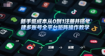 新手低成本从0到1注册并搭建多账号全平台矩阵操作教学，手机号-邮箱-IP-工具-洛柒笔记