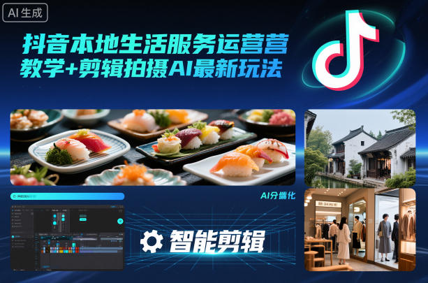 抖音本地生活服务运营教学+剪辑拍摄AI最新玩法-洛柒笔记