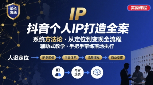 抖音个人IP系统落地实操大课，实操课程，辅助落地-洛柒笔记