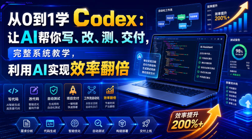 从0到1学Codex：让AI帮你写、改、测、交付，完整系统教学，利用AI实现效率翻倍-洛柒笔记