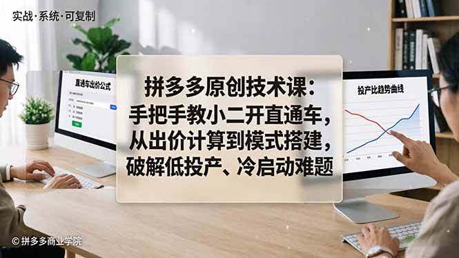 （18159期）拼多多原创技术课：手把手教小二开直通车，从出价计算到模式搭建，破解低投产、冷启动难题-洛柒笔记