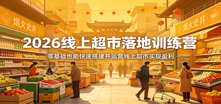 2026线上超市落地训练营，零基础也能快速搭建并运营线上超市实现盈利-洛柒笔记