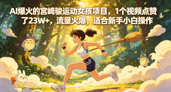 AI爆火的宫崎骏运动女孩项目，1个视频点赞了23W+，流量火爆，适合新手小白操作【详细拆解】-洛柒笔记
