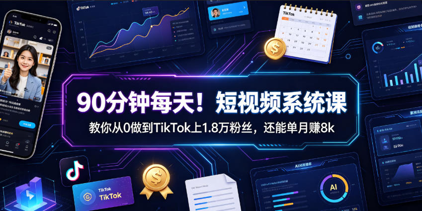 90分钟每天！短视频系统课教你从0做到TikTok上1.8万粉丝，还能单月賺8k【原创双语字幕】-洛柒笔记