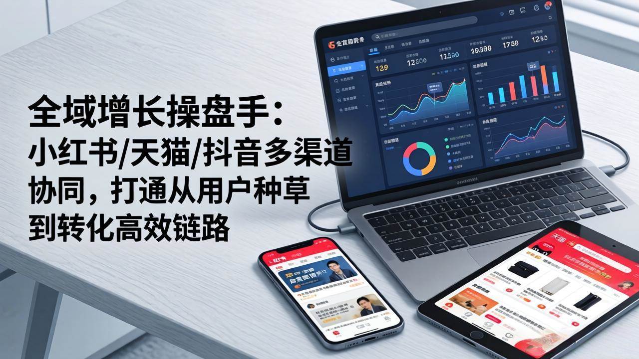 （17605期）全域增长操盘手：小红书/天猫/抖音多渠道协同，打通从用户种草到转化高效链路-洛柒笔记