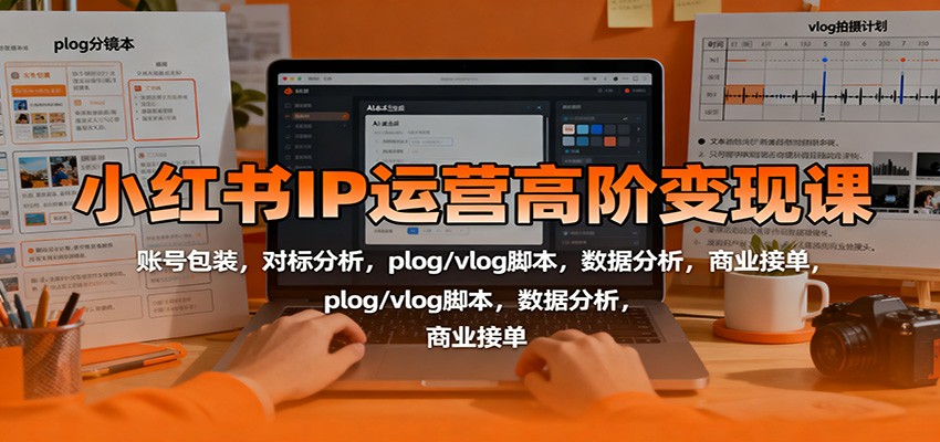 小红书IP运营高阶变现课：账号包装，对标分析，plog/vlog脚本，数据分析，商业接单-洛柒笔记