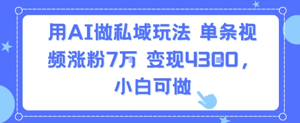 用AI做私域玩法，单条视频涨粉7W变现4.3k，小白可做-洛柒笔记