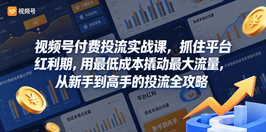 视频号付费投流实战课，抓住平台红利期，用最低成本撬动最大流量，从新手到高手的投流全攻略-洛柒笔记
