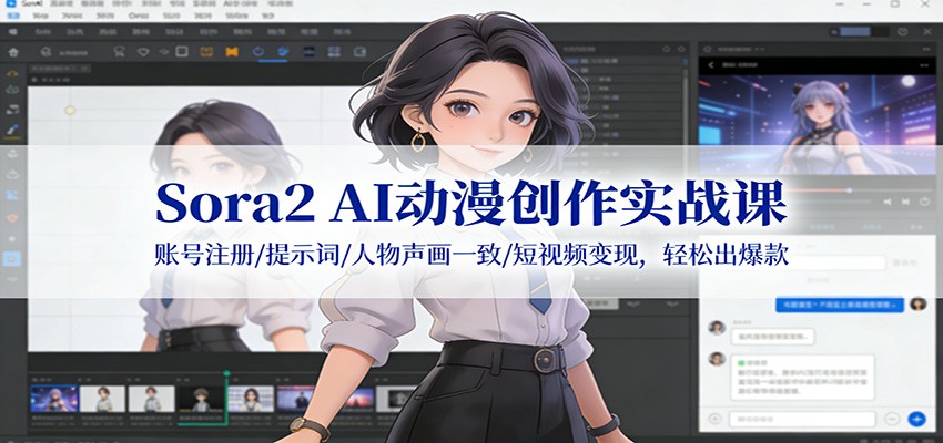 Sora2 AI动漫创作实战课：账号注册/提示词/人物声画一致/短视频变现，轻松出爆款-洛柒笔记