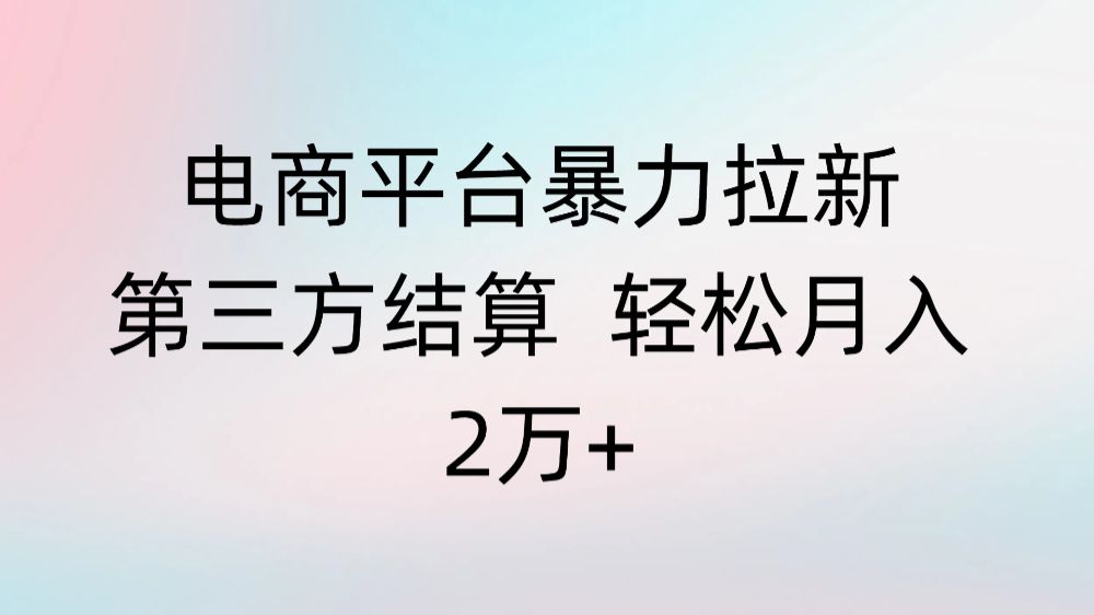 电商平台暴力拉新第三方结算 轻松月入2万+-洛柒笔记
