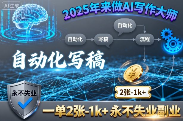 2025年来做AI写作大师，自动化写稿，一单2张-1k+，永不失业副业-洛柒笔记