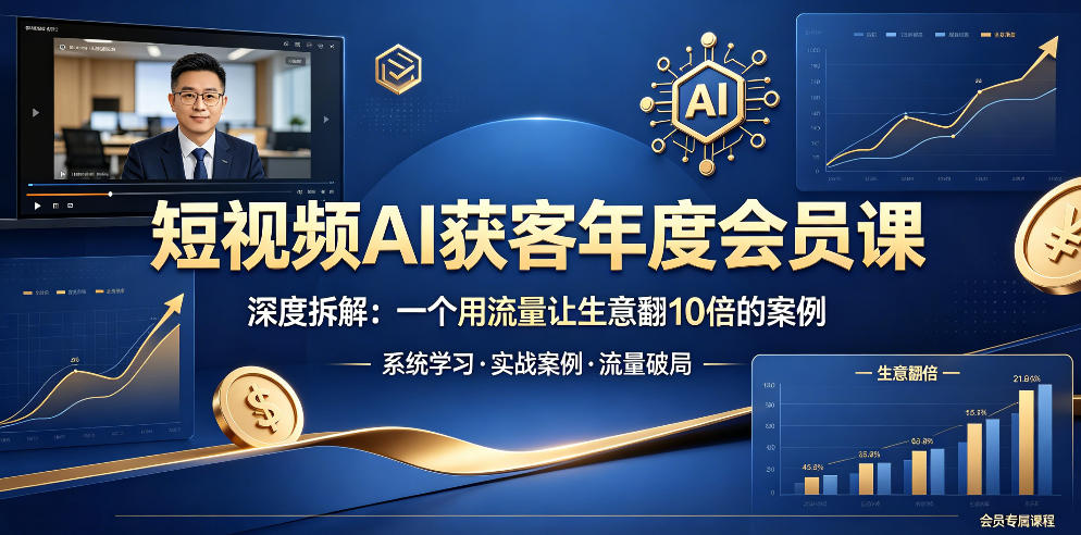 短视频AI获客年度会员课，深度拆解，一个用流量让生意翻10倍的案例-洛柒笔记