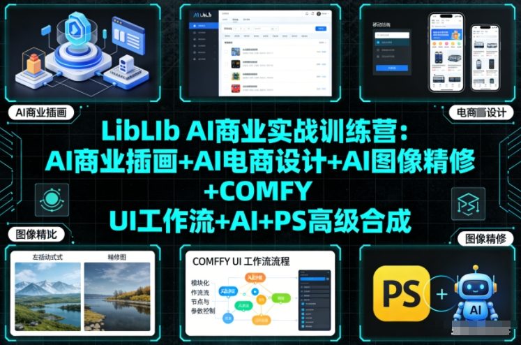 LibLIb AI商业实战训练营：AI商业插画+AI电商设计+AI图像精修+COMFY UI工作流+AI+PS高级合成-洛柒笔记