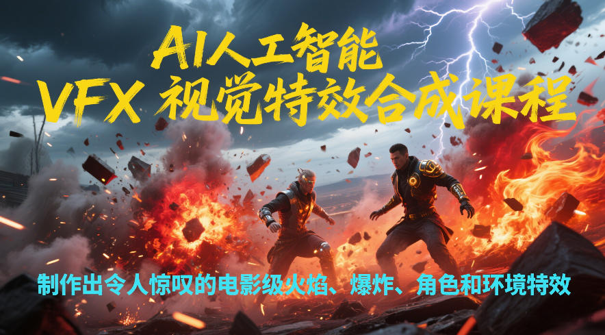 AI人工智能VFX视觉特效合成课程，制作出令人惊叹的电影级火焰、爆炸、角色和环境特效-洛柒笔记