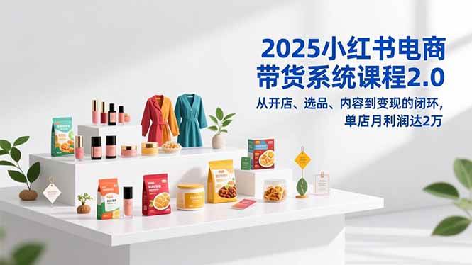 （16880期）2025小红书电商带货系统课程2.0，从开店、选品、内容到变现的闭环，单店月利润达2万-洛柒笔记