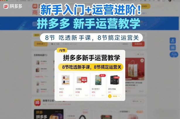 新手入门+运营进阶！拼多多新手运营教学，8节吃透新手课，8节搞定运营关-洛柒笔记