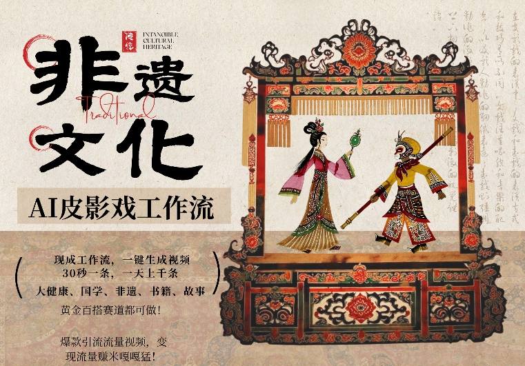 AI一键生成民俗文化非遗皮影戏视频，一刀不剪无需剪辑，30S一条，一天上百条，流量财富嘎嘎猛-洛柒笔记