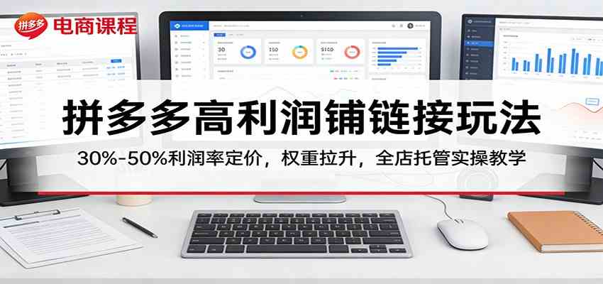 拼多多高利润铺链接玩法：30%–50%利润率定价，权重拉升，全店托管实操教学-洛柒笔记