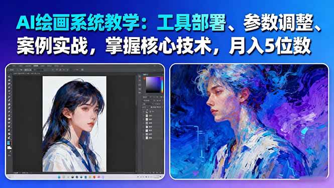 （16399期）AI绘画系统教学：工具部署+参数调整+案例实战+核心技术，月入5位数-61节课-洛柒笔记