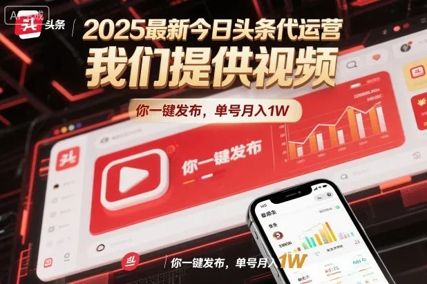 2025最新今日头条代运营，我们提供视频，你一键发布，单号月入1W-洛柒笔记