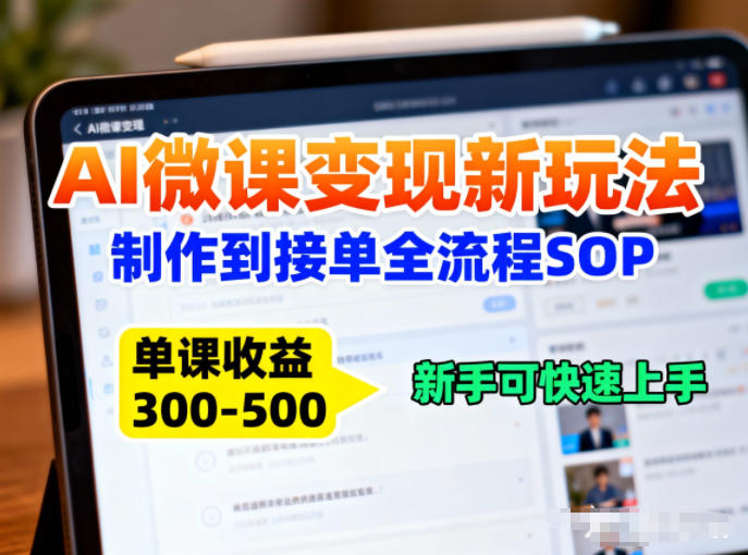 AI微课变现新玩法：制作到接单全流程SOP，单课收益3-5张，新手可快速上手-洛柒笔记