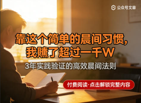 某公众号付费文章：靠这个简单的晨间习惯，我賺了超过一千W-洛柒笔记