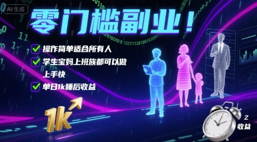 零门槛副业！操作简单适合所有人，学生宝妈上班族都可以做，上手快，单日1k睡后收益【揭秘】-洛柒笔记