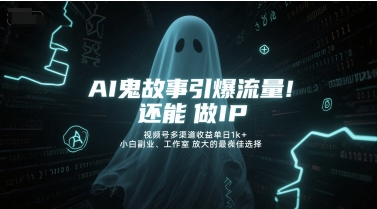 AI鬼故事引爆流量，还能做IP，视频号多渠道收益单日1k+，小白副业、工作室放大的最佳选择-洛柒笔记