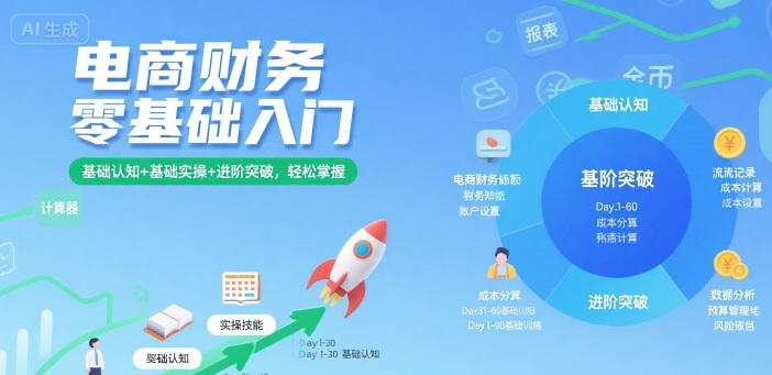 电商财务零基础入门，基础认知+基础实操+进阶突破，轻松掌握-洛柒笔记