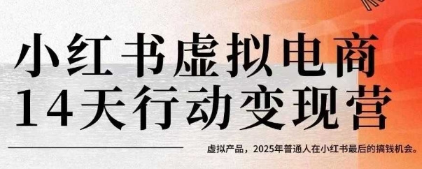 小红书虚拟电商14天变现训练营，虚拟产品，2025年普通人在小红书最后的搞钱机会-洛柒笔记