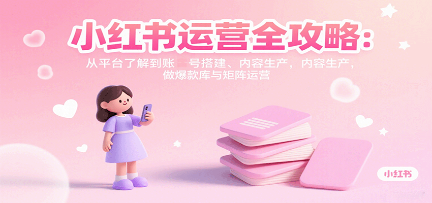 小红书运营全攻略：从平台了解到账号搭建、内容生产，做爆款库与矩阵运营-洛柒笔记